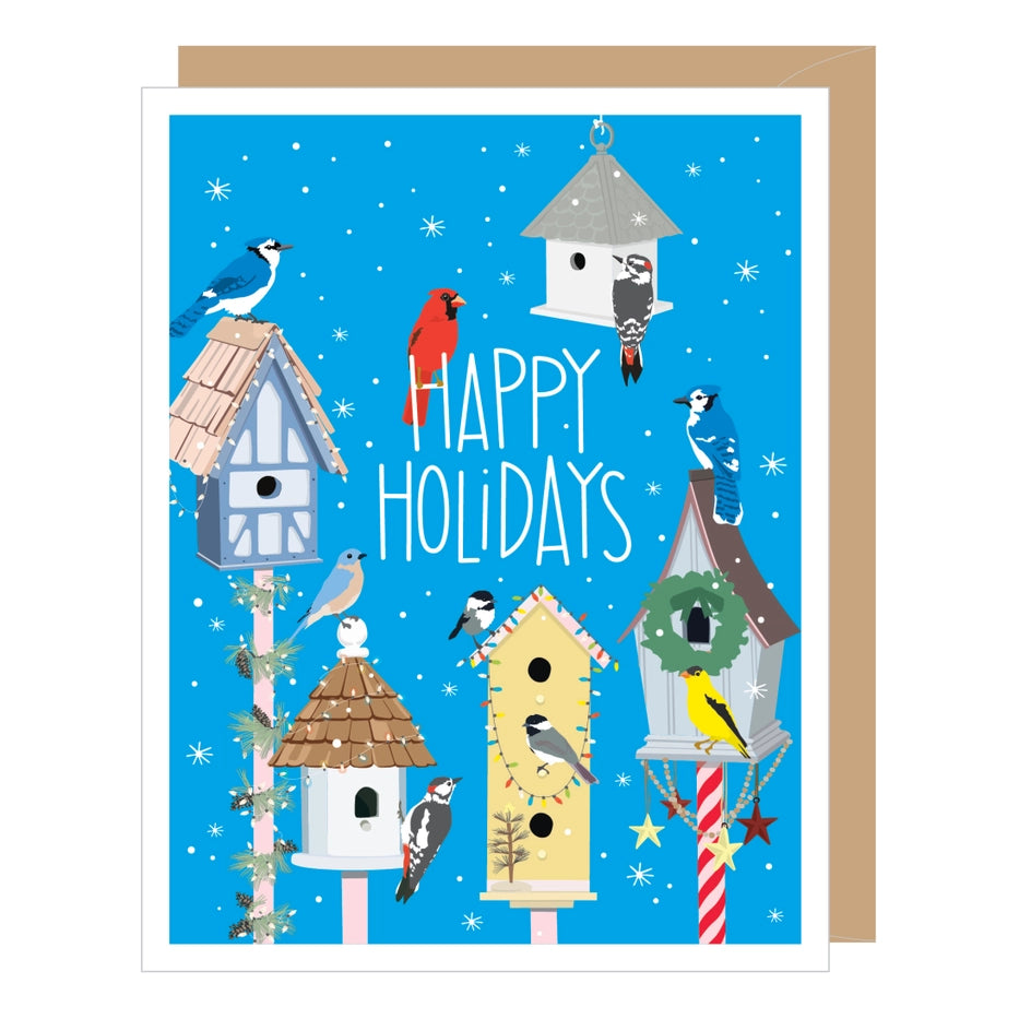 Holiday Birdhouses Christmas Card