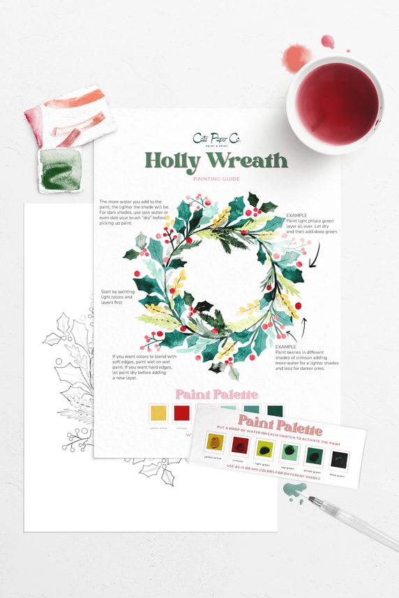 Pre-order! Holly Wreath Watercolor Painting Kit