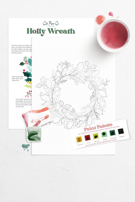 Pre-order! Holly Wreath Watercolor Painting Kit