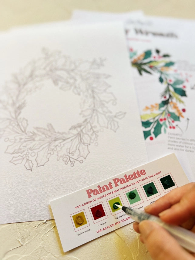 Pre-order! Holly Wreath Watercolor Painting Kit