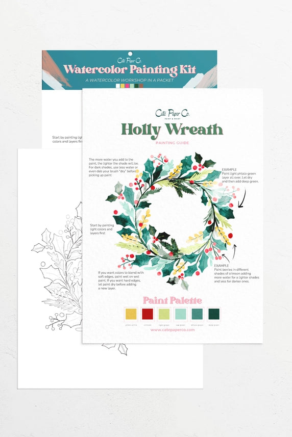 Pre-order! Holly Wreath Watercolor Painting Kit