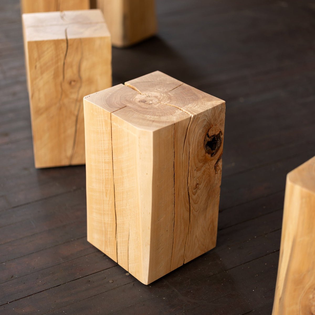 Hyo Table Wisdom | Beech Solid Wood Cube Side Table - Aware House