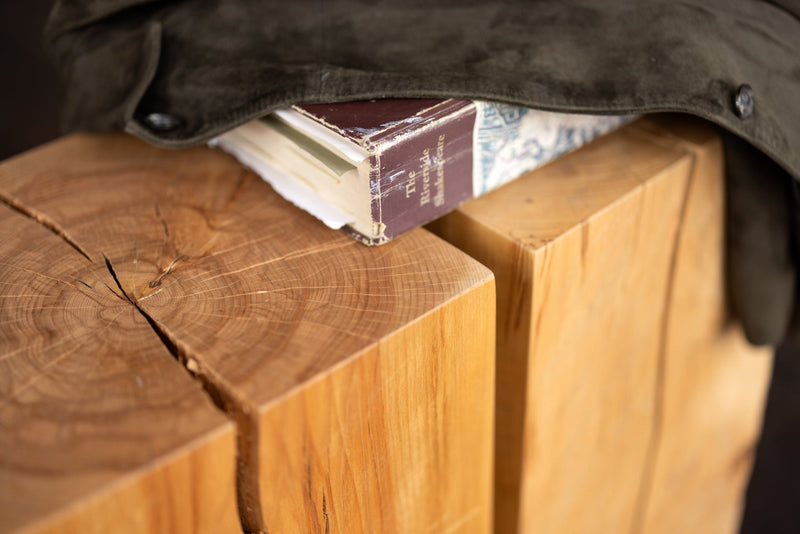 Hyo Table Wisdom | Beech Solid Wood Cube Side Table-zoom-