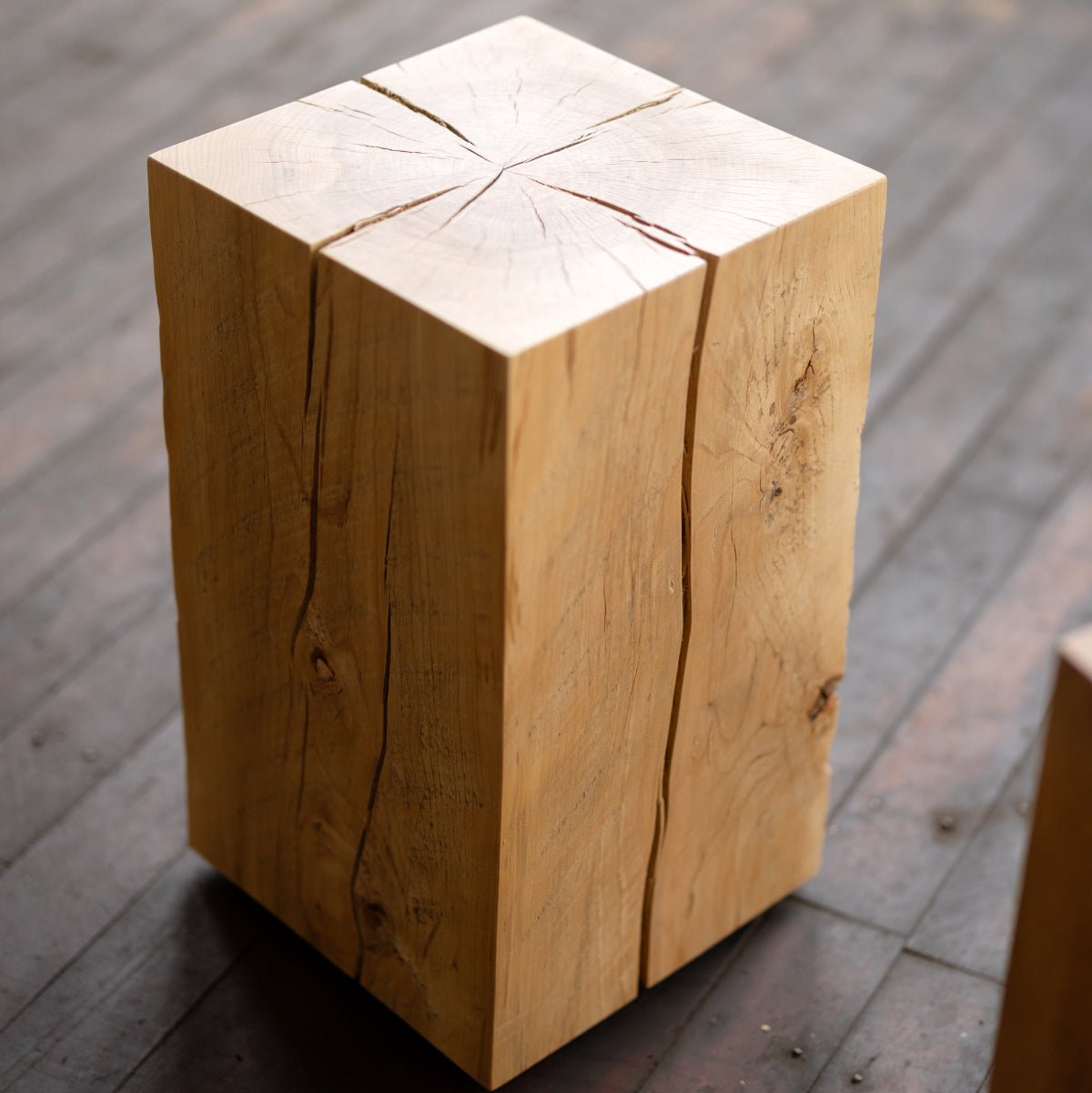 Hyo Table Wisdom | Beech Solid Wood Cube Side Table - Aware House