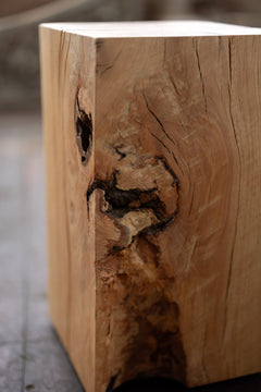 Hyo Table Wisdom | Beech Solid Wood Cube Side Table - Aware House