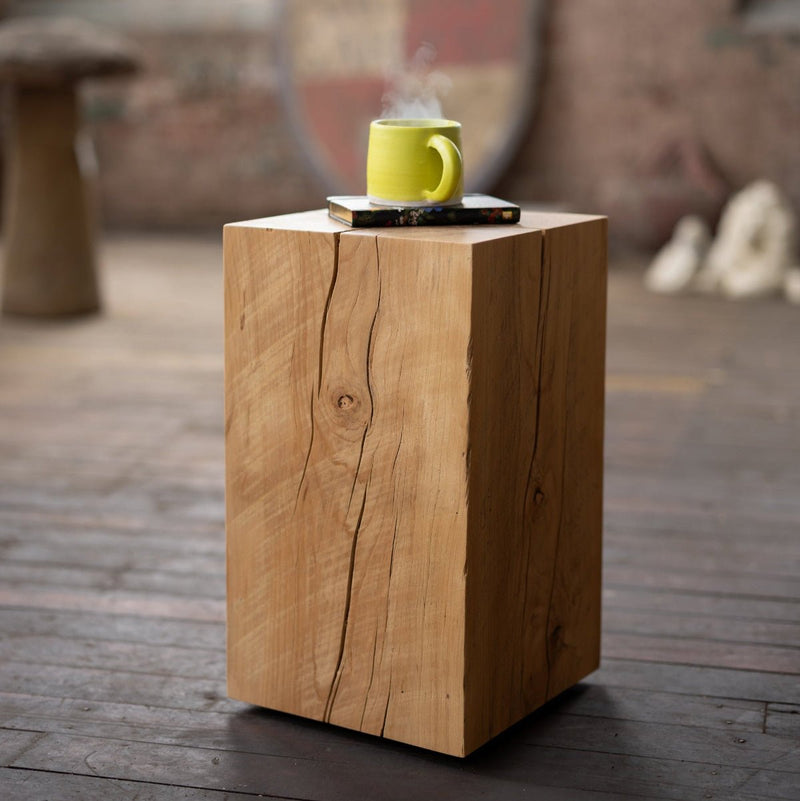 Hyo Table Wisdom | Beech Solid Wood Cube Side Table-zoom-