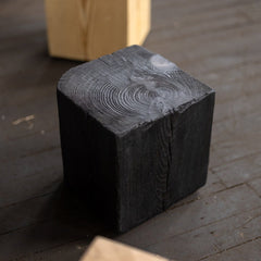 Hyo Table Shou Sugi Ban | Wood Cube Side Table - Aware House