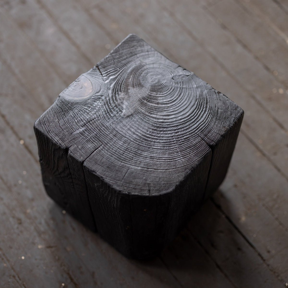 Hyo Table Shou Sugi Ban | Wood Cube Side Table - Aware House