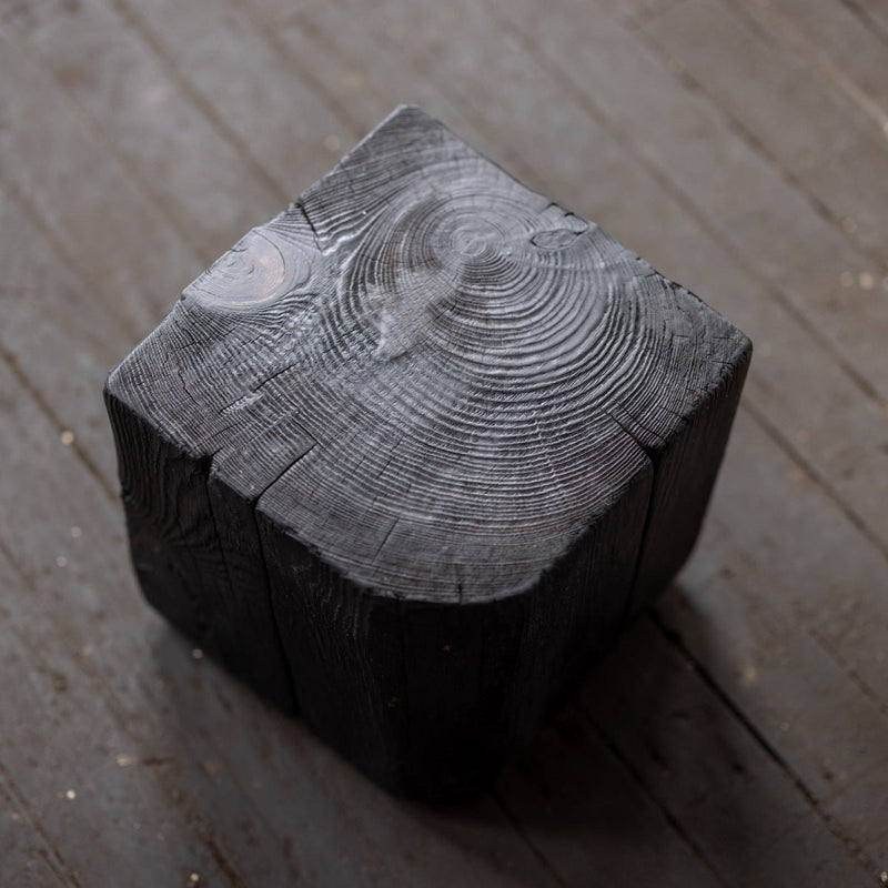 Hyo Table Shou Sugi Ban | Wood Cube Side Table-zoom-