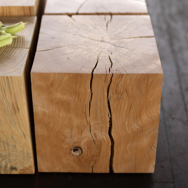 Hyo Table Wisdom | Beech Solid Wood Cube Side Table-zoom-