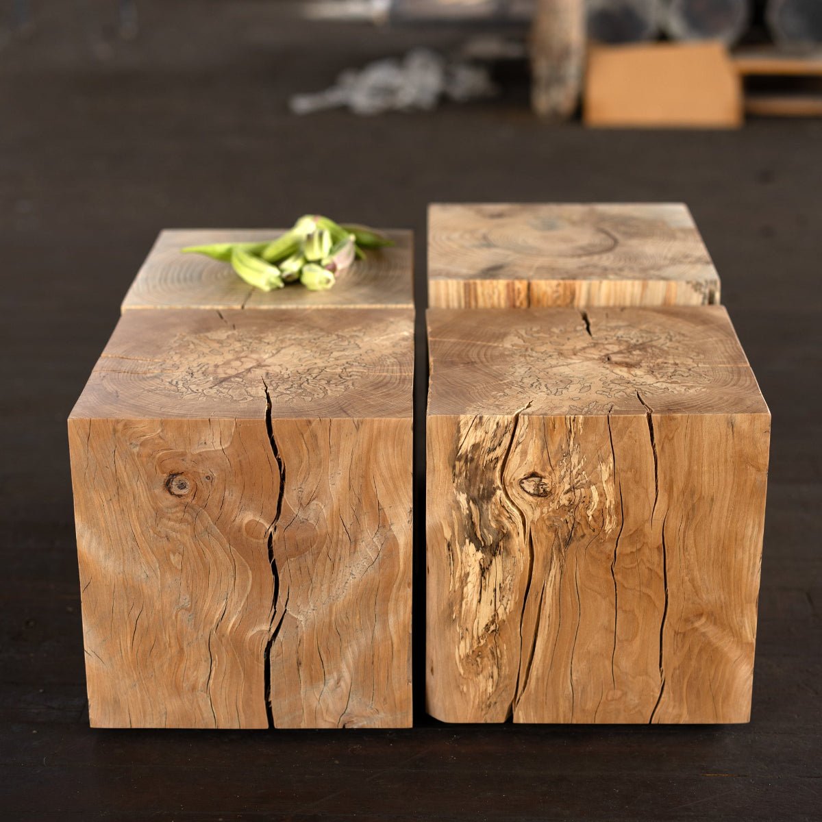 Hyo Table Wisdom | Beech Solid Wood Cube Side Table - Aware House