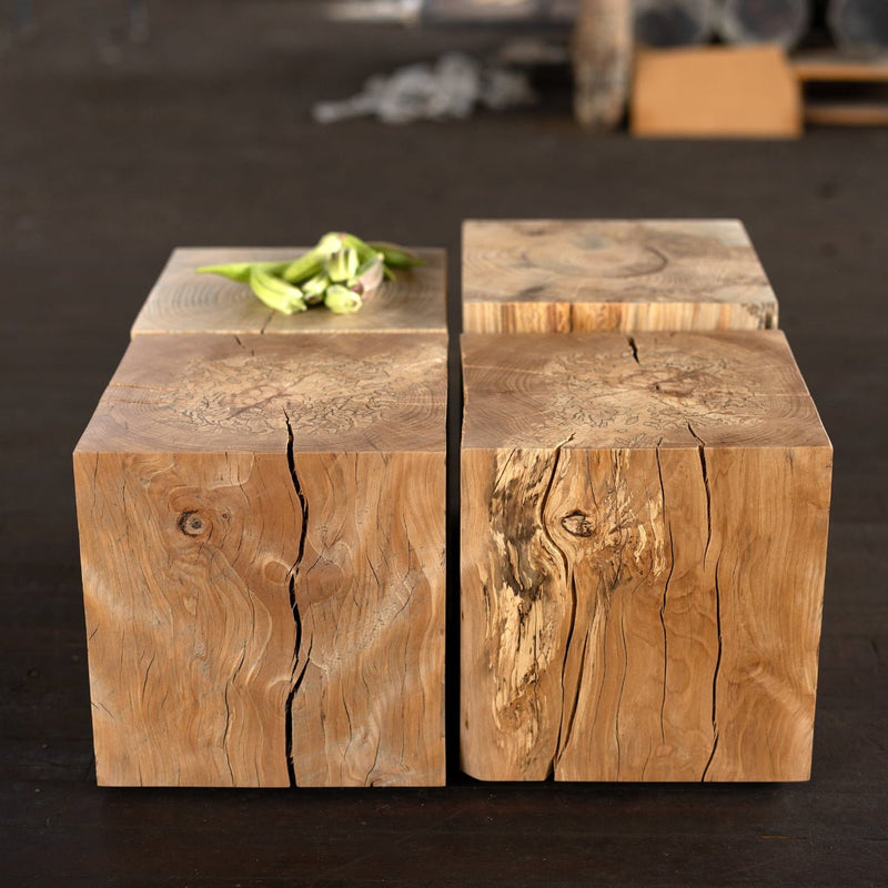 Hyo Table Wisdom | Beech Solid Wood Cube Side Table-zoom-