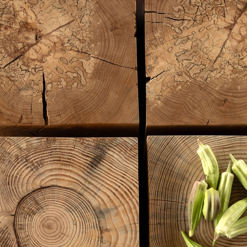 Hyo Table Wisdom | Beech Solid Wood Cube Side Table-zoom-