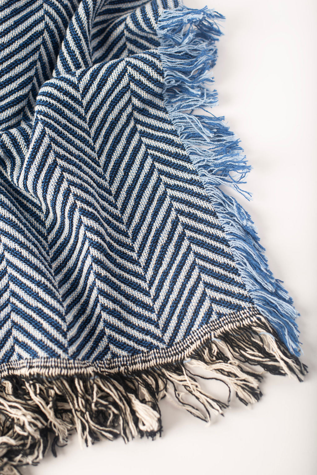Henry — Chambray - Reversible Woven Blanket with Fringe-1
