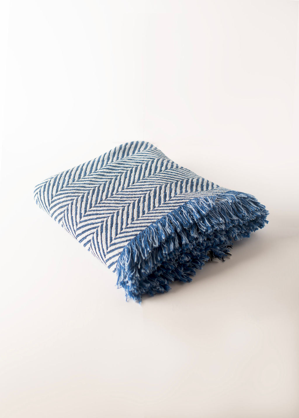 Henry — Chambray - Reversible Woven Blanket with Fringe-3