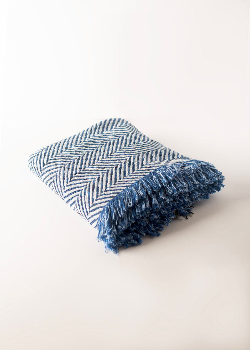 Henry — Chambray - Reversible Woven Blanket with Fringe-zoom-