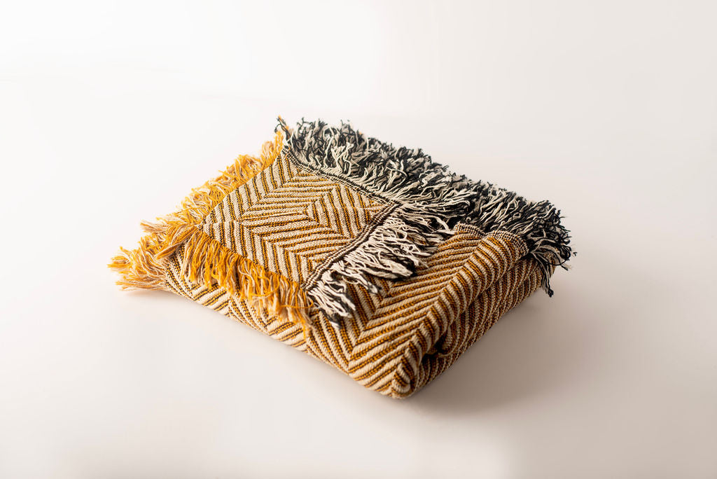 Henry — Goldenrod Colorway - Reversible Woven Blanket with Fringe-zoom-5