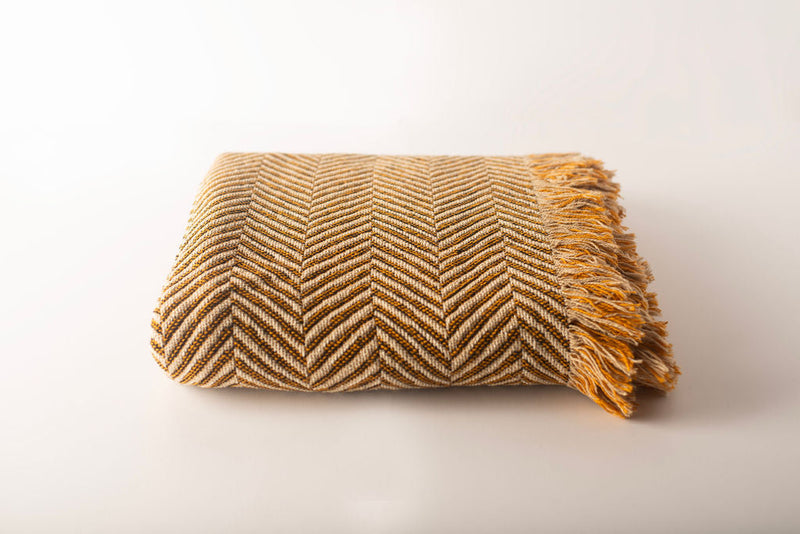 Henry — Goldenrod Colorway - Reversible Woven Blanket with Fringe-zoom-