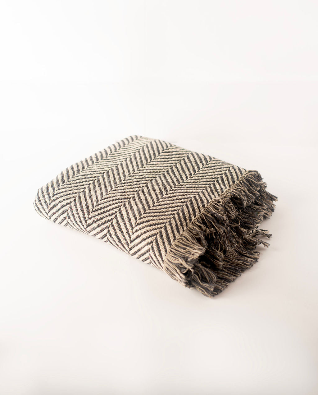 Henry — Stone Colorway - Reversible Woven Blanket with Fringe-zoom-3