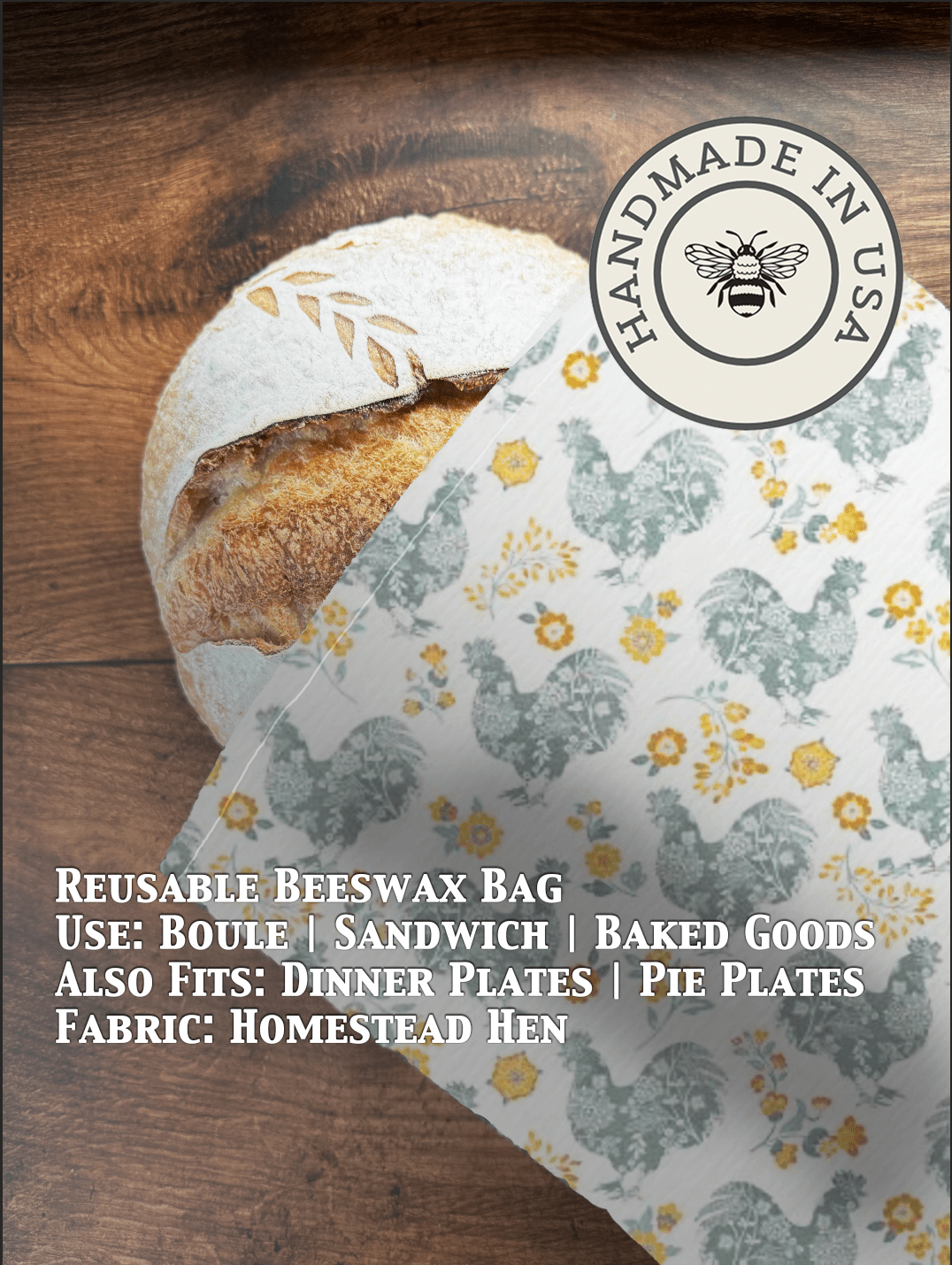 Beeswax Bread Bag | Reusable Cotton Food Storage Bag - Aware House - Five Oaks Farm -