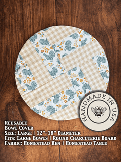 Large Reusable Cotton Bowl Cover | Eco-Friendly Kitchen Cover - Aware House - Five Oaks Farm -