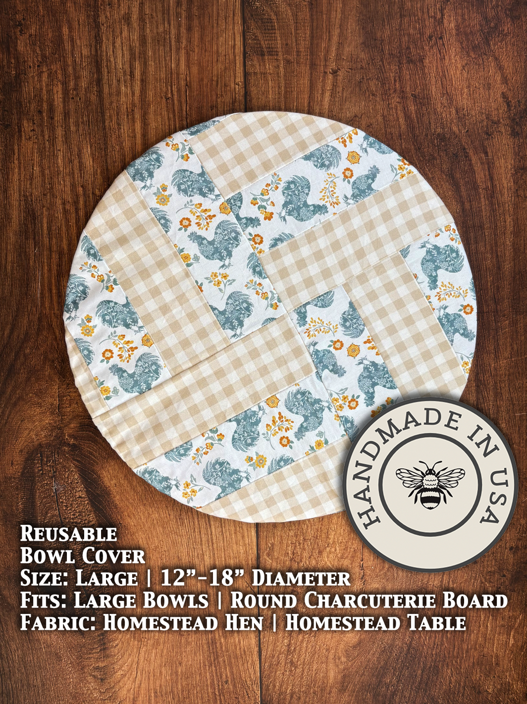 Large Reusable Cotton Bowl Cover | Eco-Friendly Kitchen Cover-17