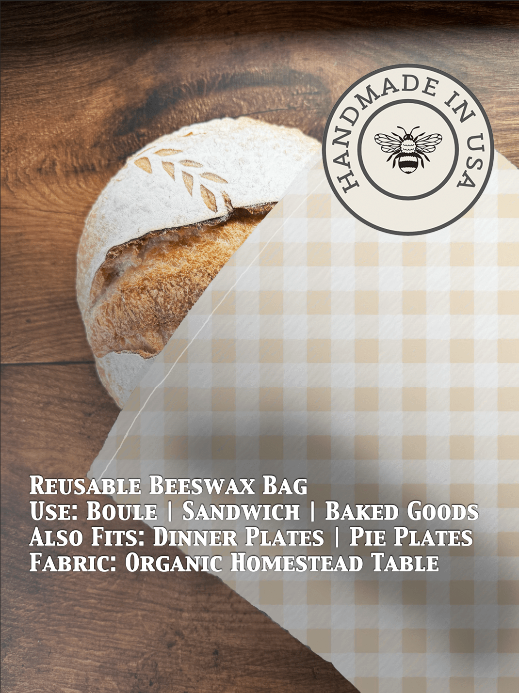 Beeswax Bread Bag | Reusable Cotton Food Storage Bag - Aware House - Five Oaks Farm -
