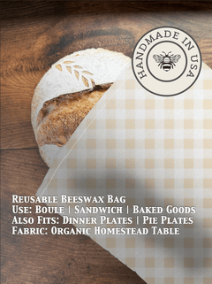 Beeswax Bread Bag | Reusable Cotton Food Storage Bag - Aware House - Five Oaks Farm -