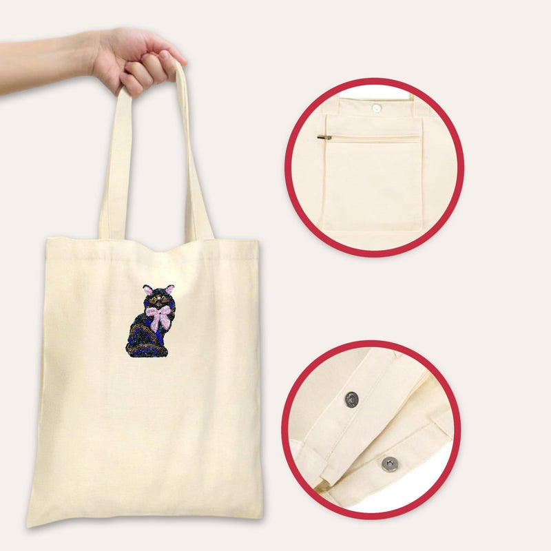 Black Cat With Bow Beaded Art Kit-zoom-