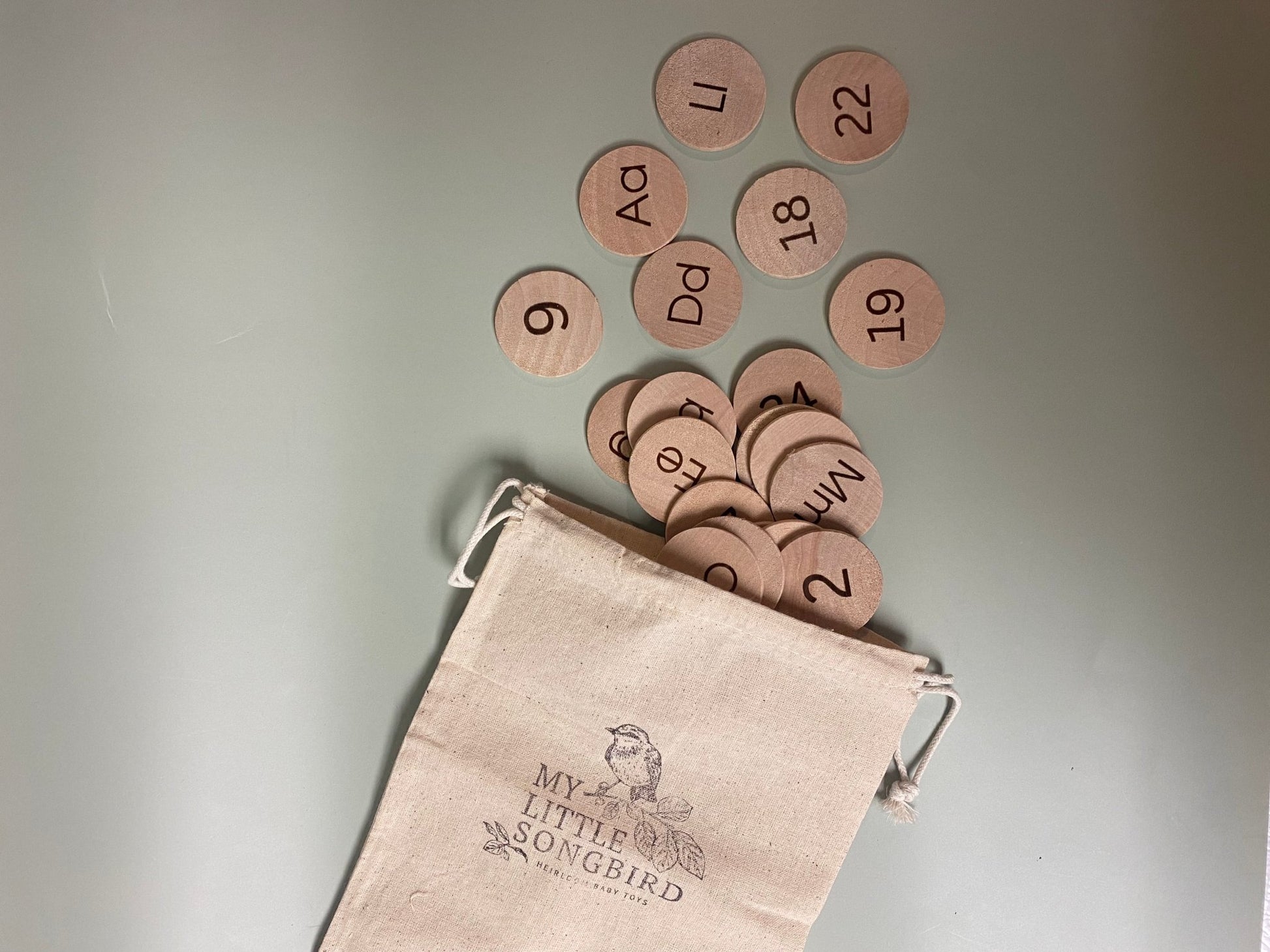 Wooden ABC & Number Discs | Alphabet Learning Set - Aware House