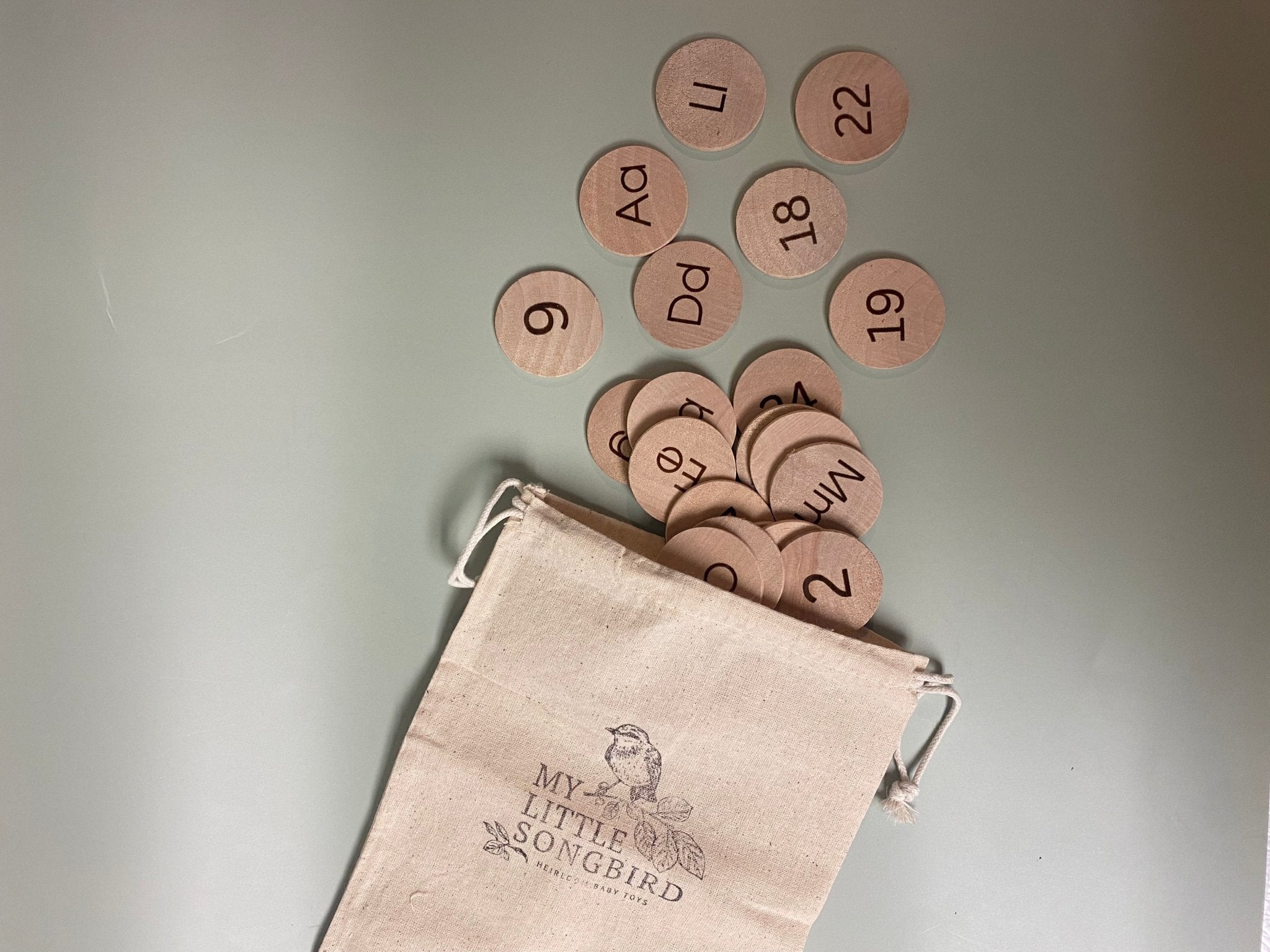 Wooden ABC & Number Discs | Alphabet Learning Set - Aware House