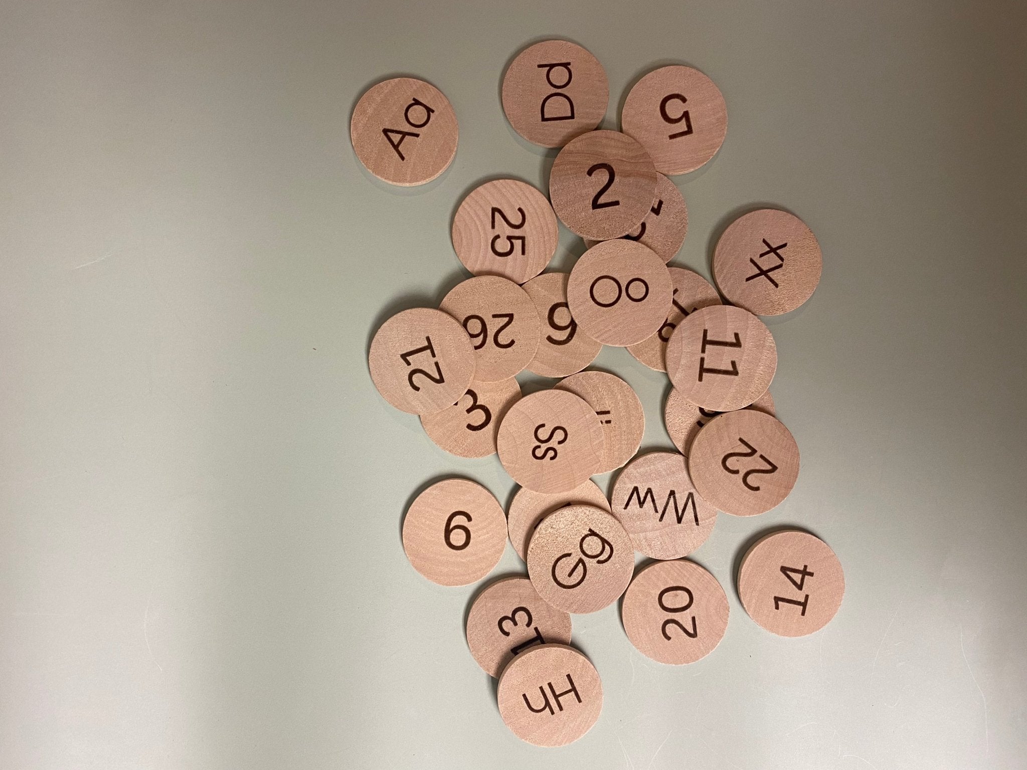 Wooden ABC & Number Discs | Alphabet Learning Set - Aware House