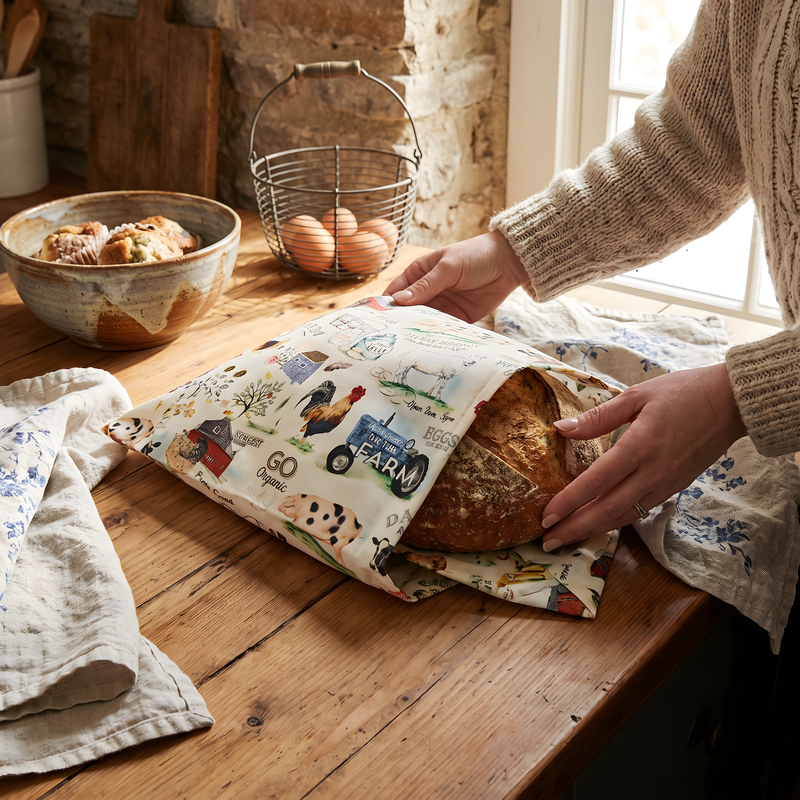 Beeswax Bread Bag | Reusable Cotton Food Storage Bag-zoom-