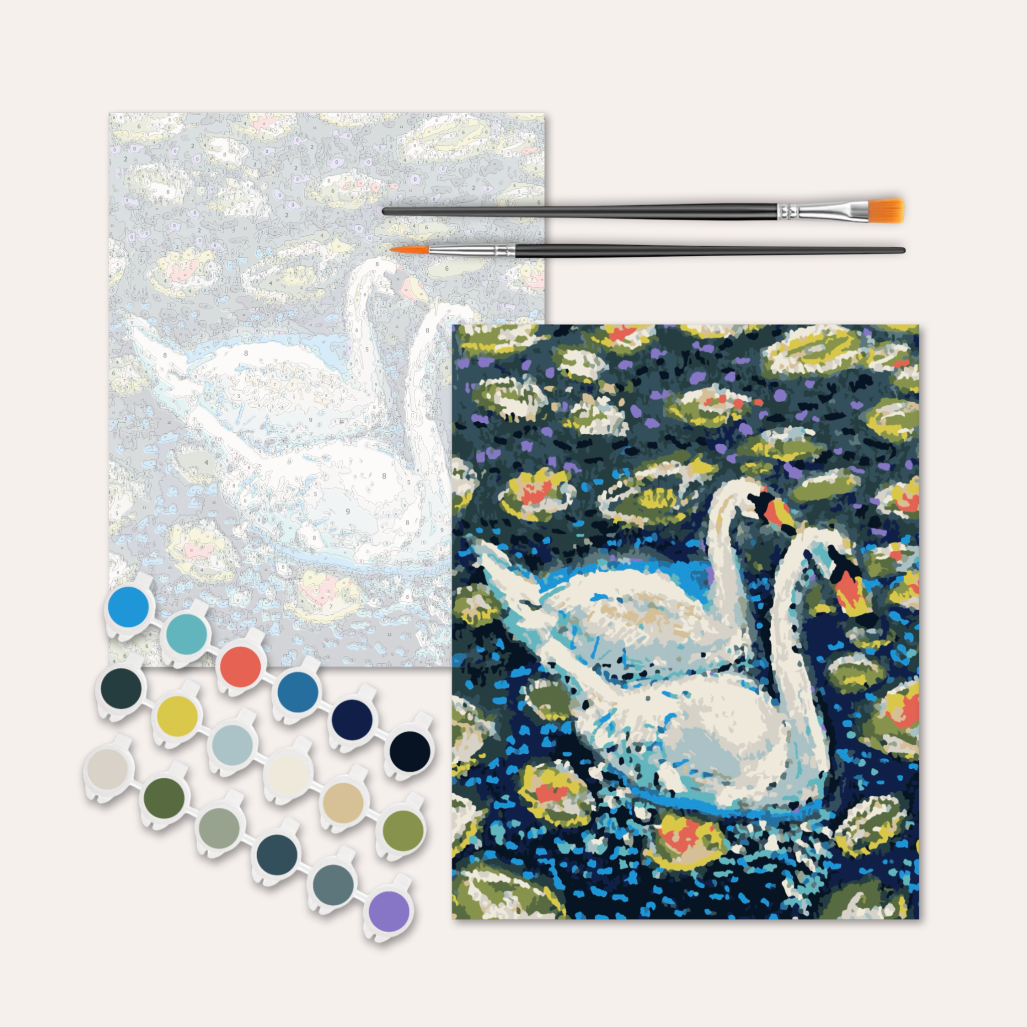 Two Swans Paint by Numbers Kit