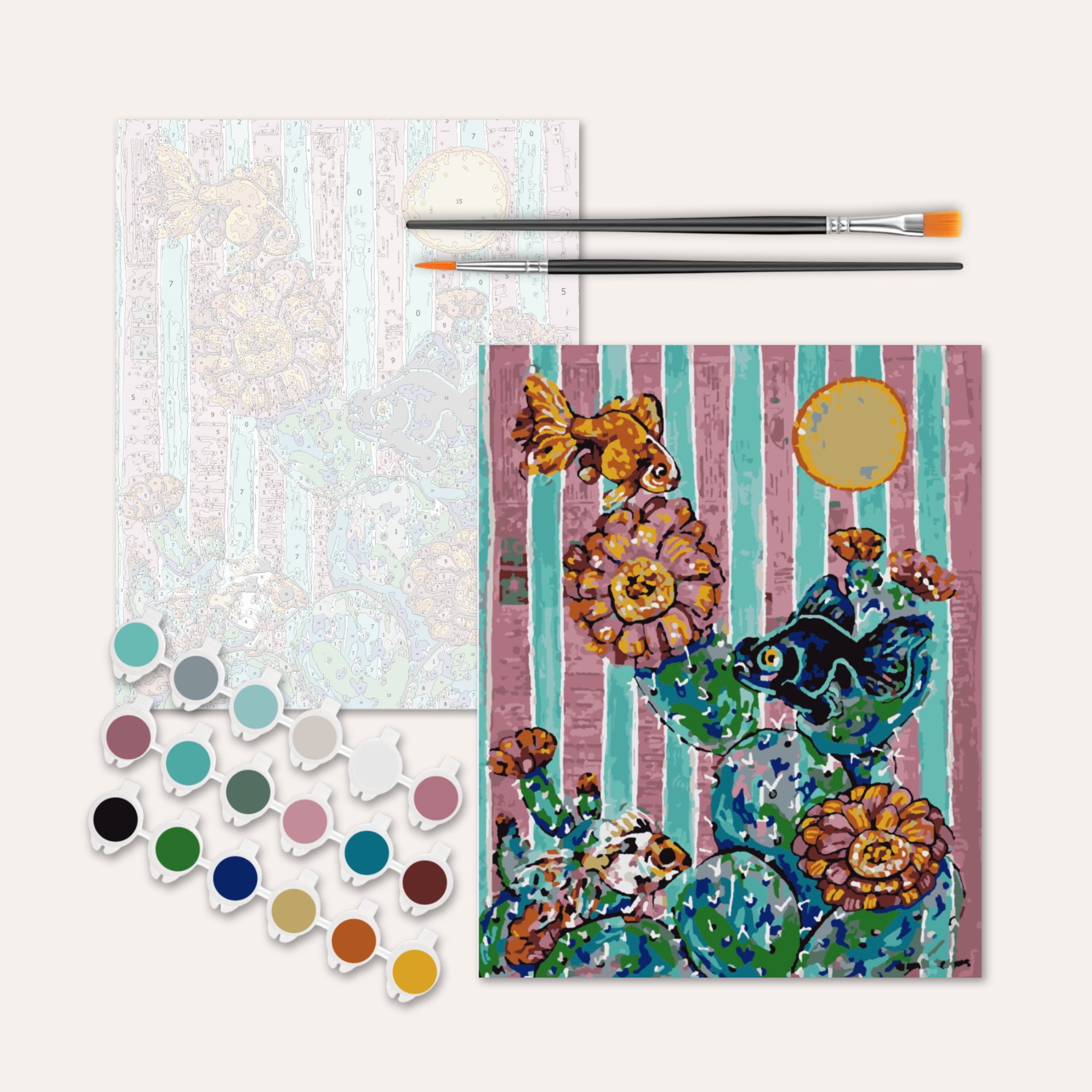 Cactus Goldfish Paint by Numbers Kit