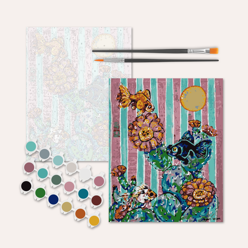 Cactus Goldfish Paint by Numbers Kit-zoom-