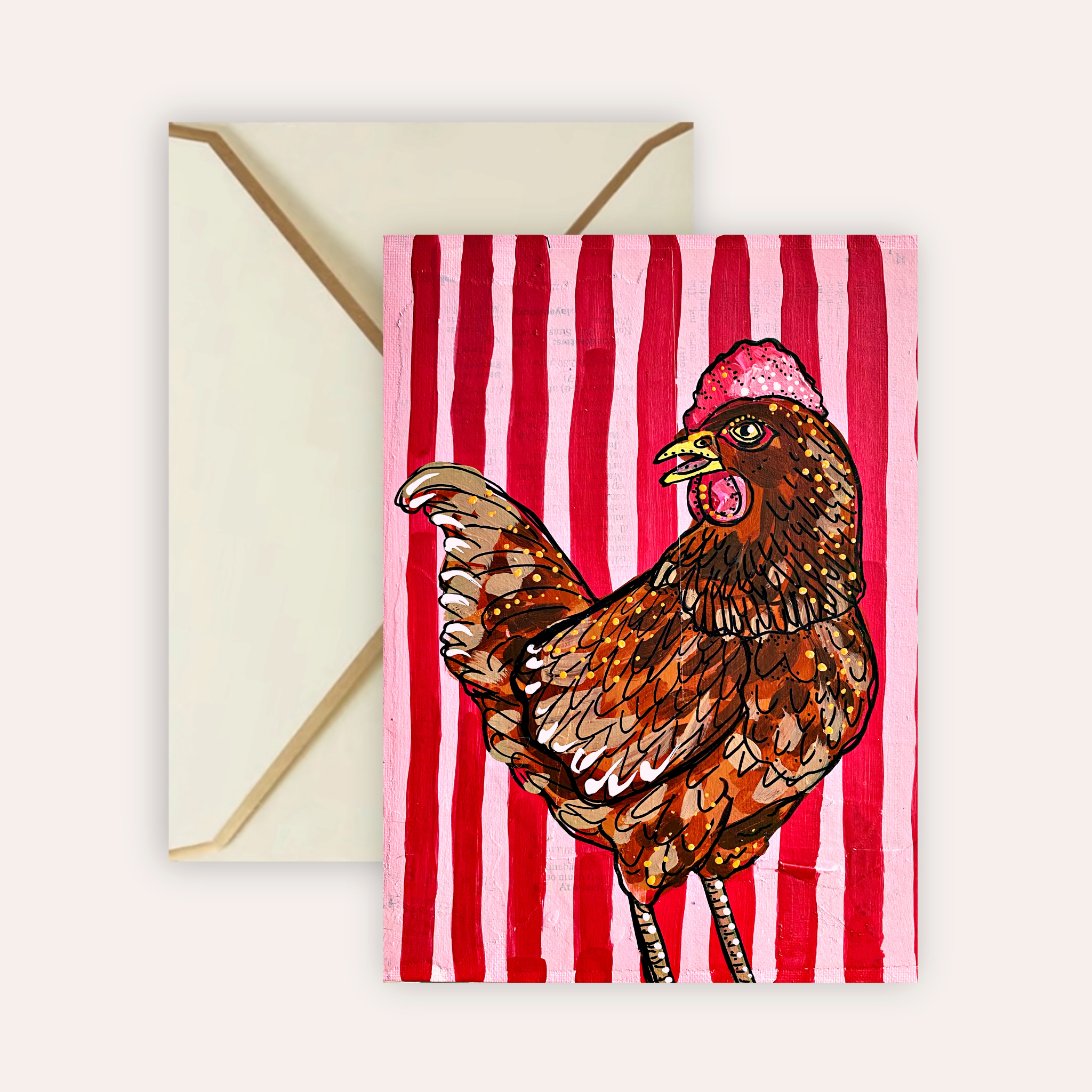 Brown Chicken Greeting Card Fine Art Print