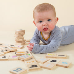 Wooden Learning Magnetic Tiles | ABCs, Colors & Counting Set - Aware House - Miller Boys Vintage Toys -