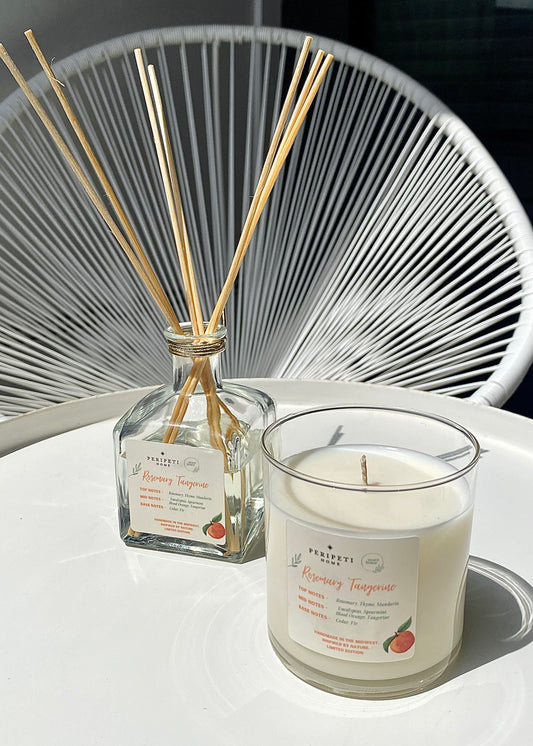 Aware House X Peripeti Home - Rosemary Tangerine Candle & Diffuser