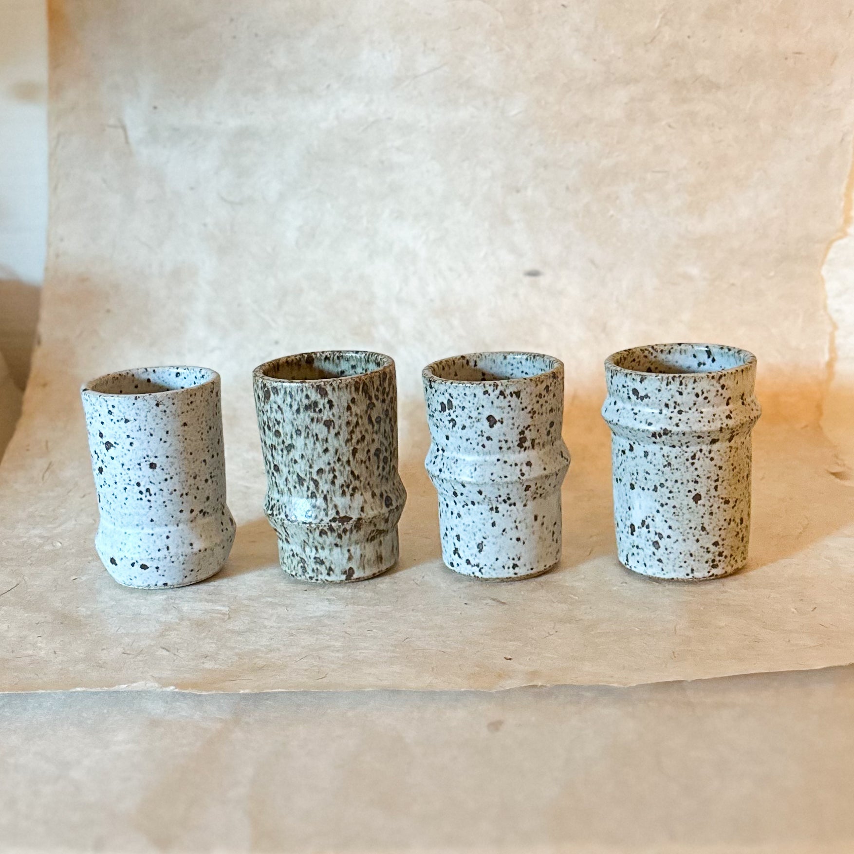 Saturn Ceramic Tumblers in Cornwall Stone | Handmade Stoneware Cups with Angled Design - Aware House