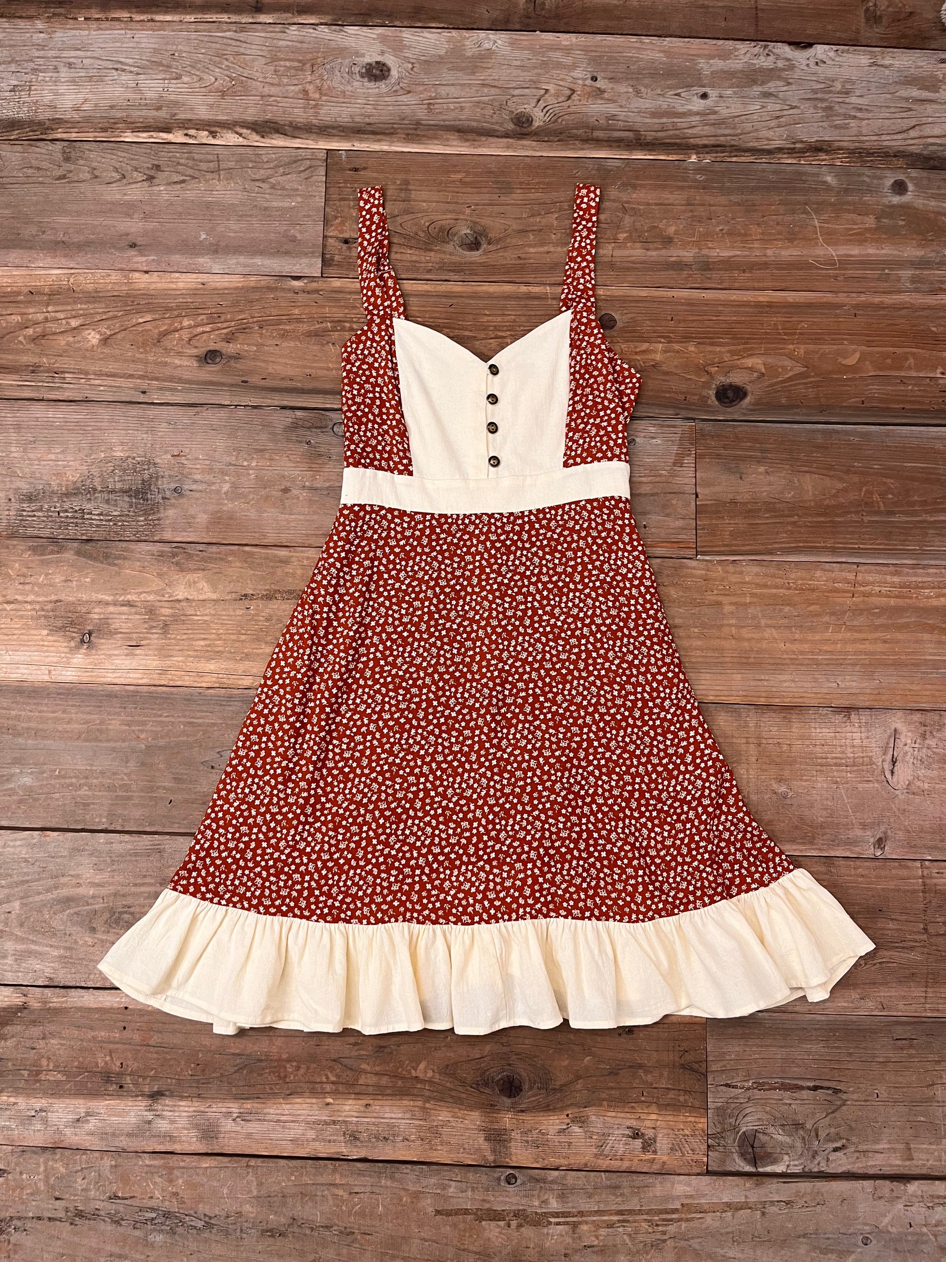 Gemma Dress in Rust Floral and Oat-2