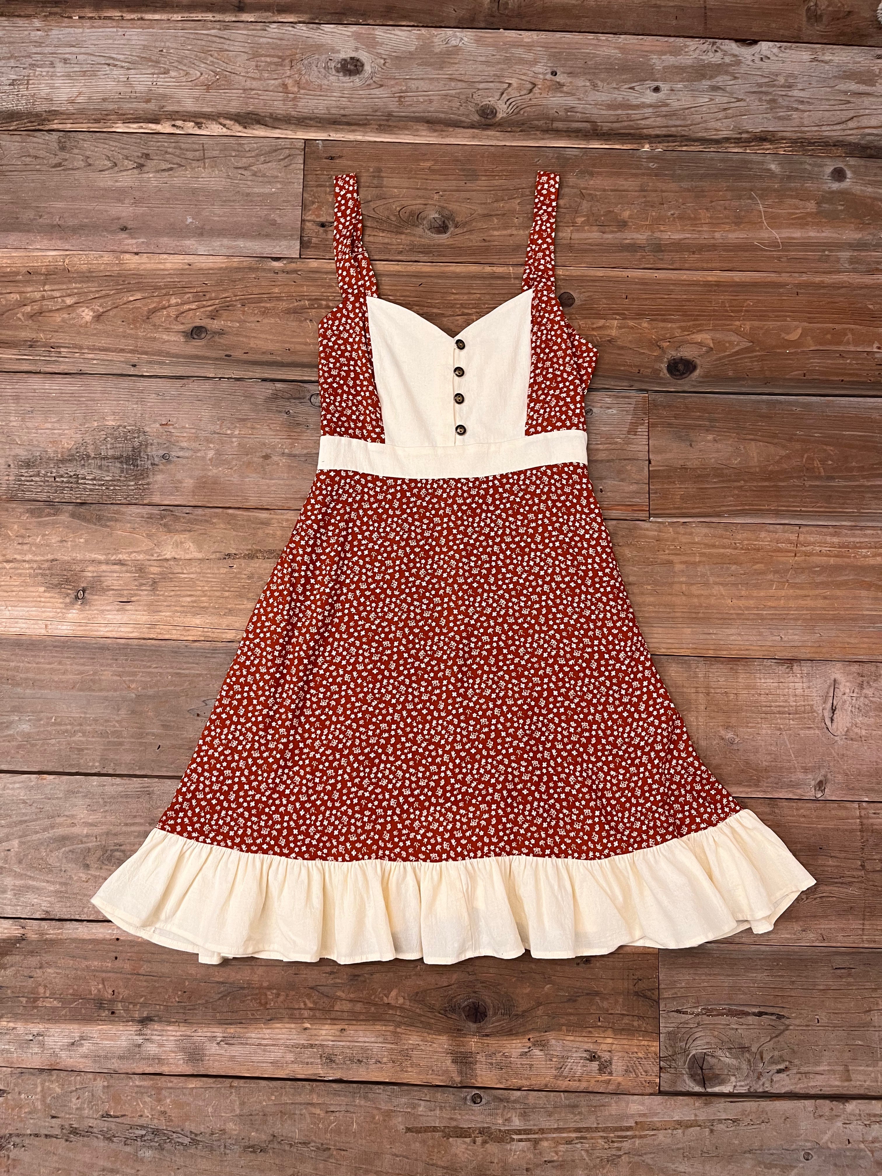 Gemma Dress in Rust Floral and Oat-zoom-2