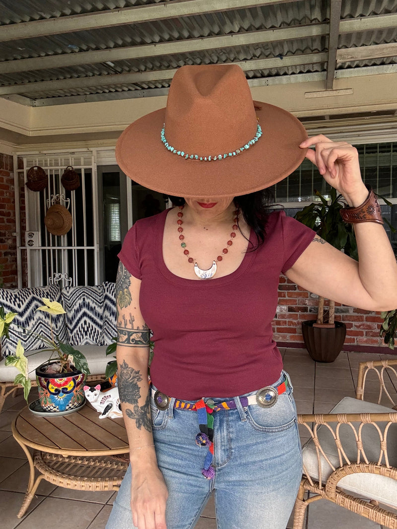 Turquoise bead Hat band-zoom-