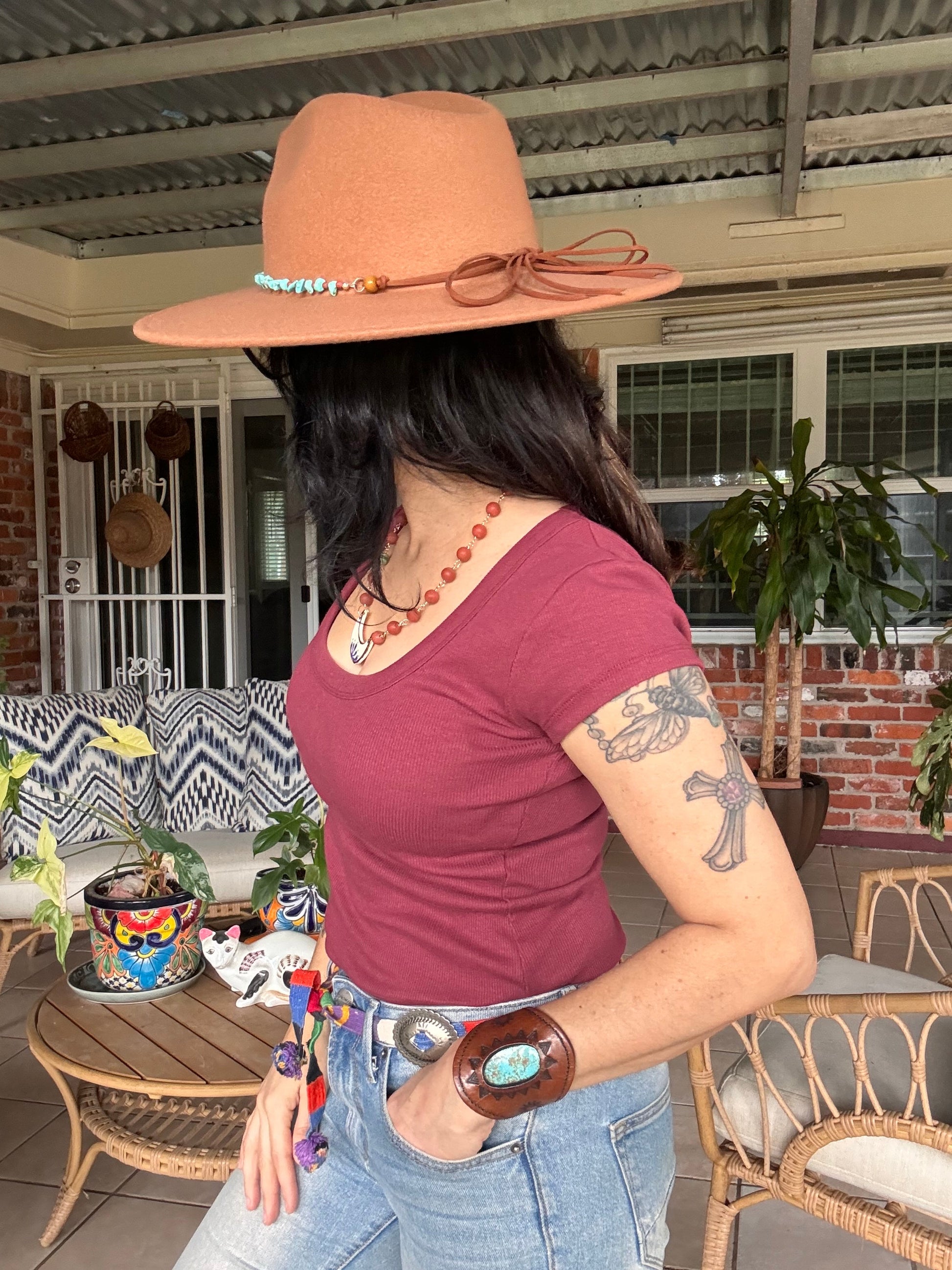Turquoise bead Hat band-5