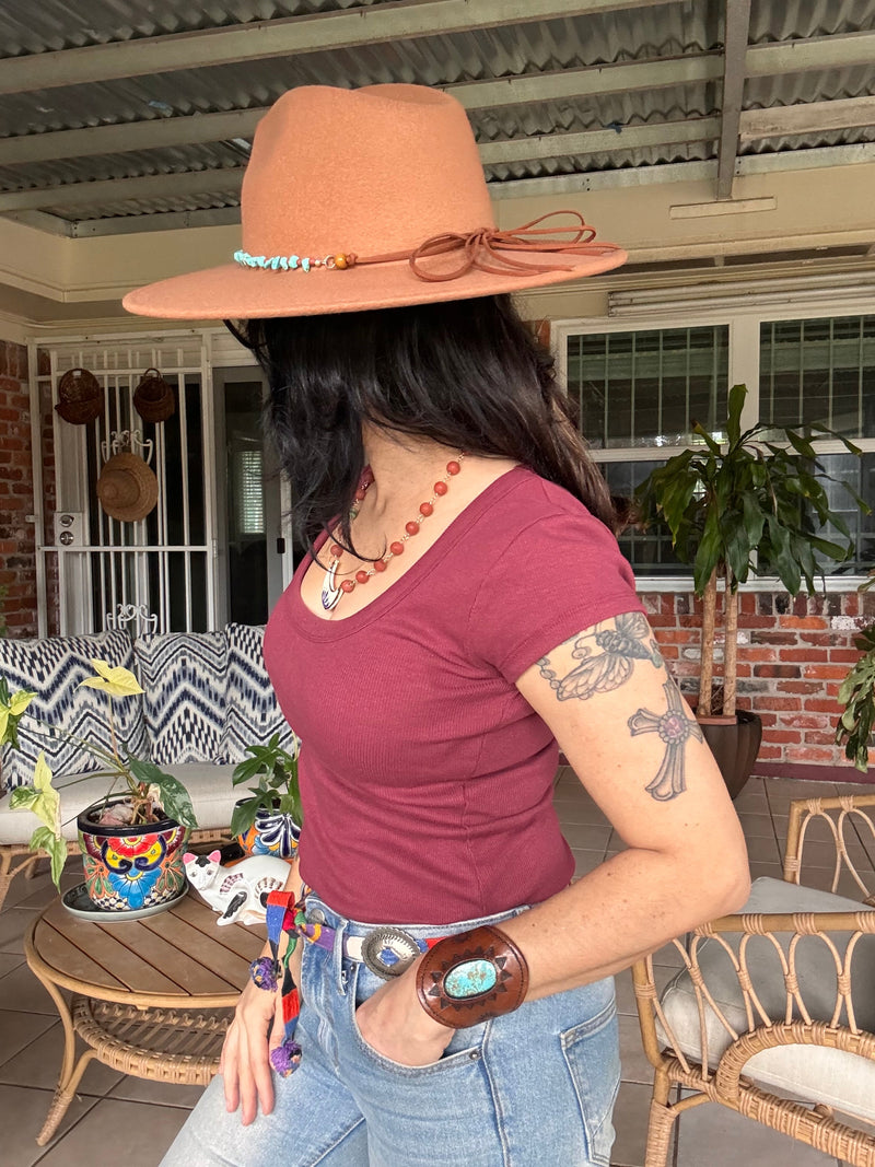 Turquoise bead Hat band-zoom-