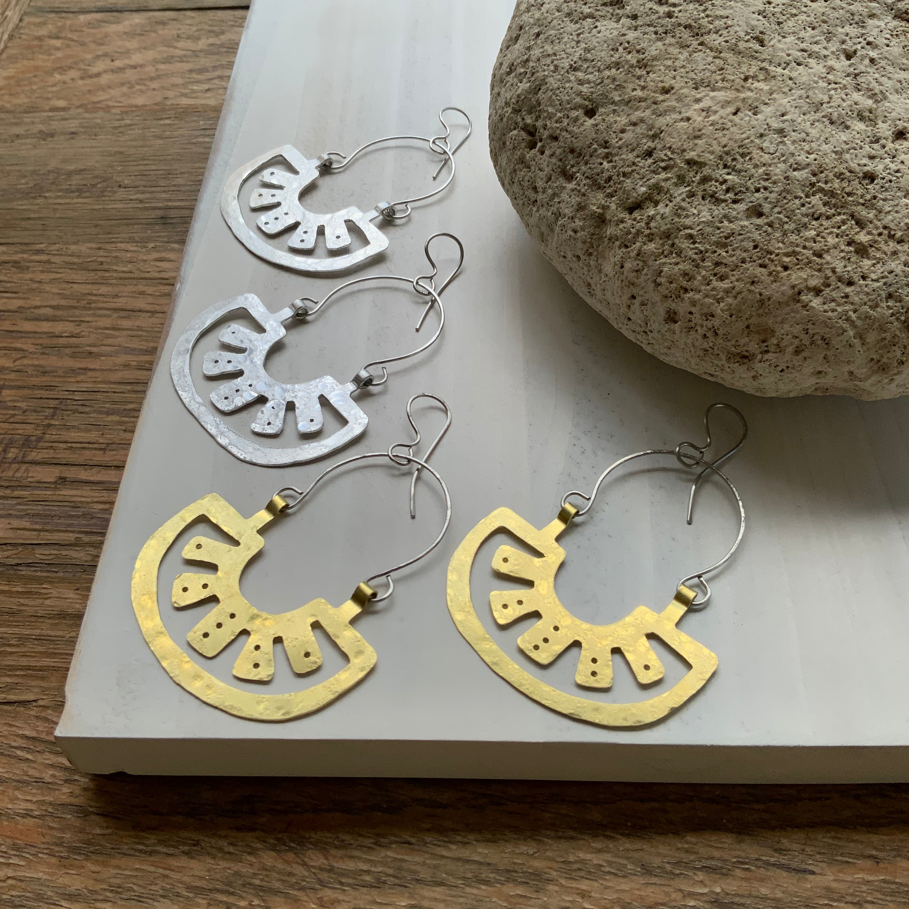 Oaxacan Raw Metal Slice earrings-zoom-4