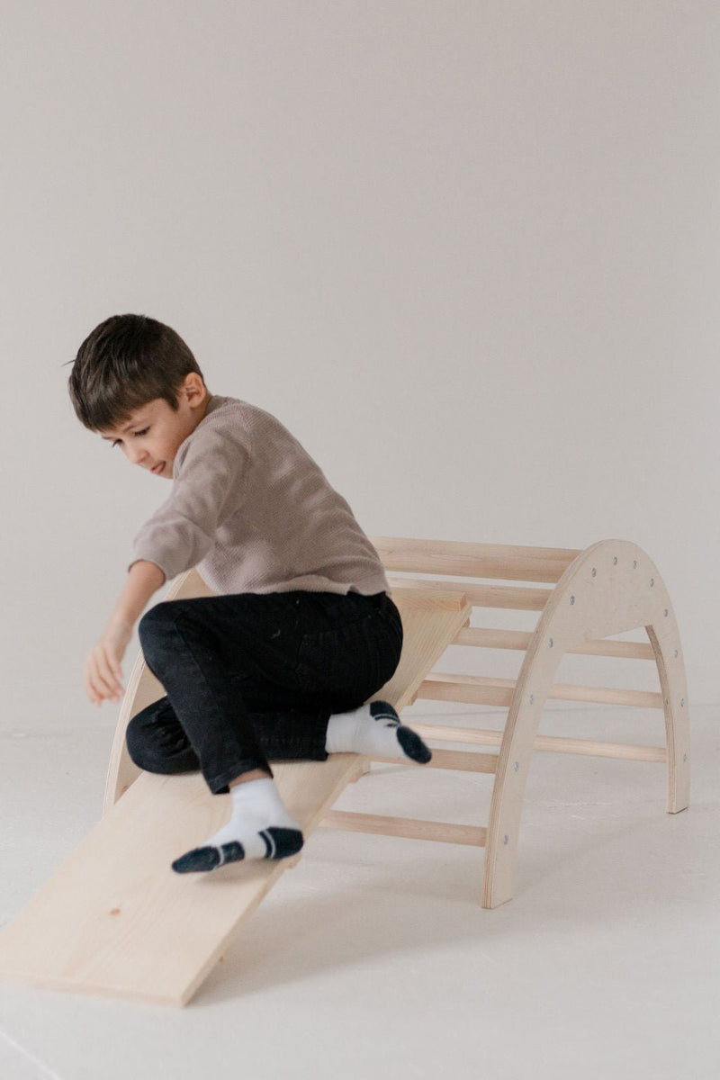 Wooden Arch Climber | Rocker & Tunnel Play Gym-zoom-