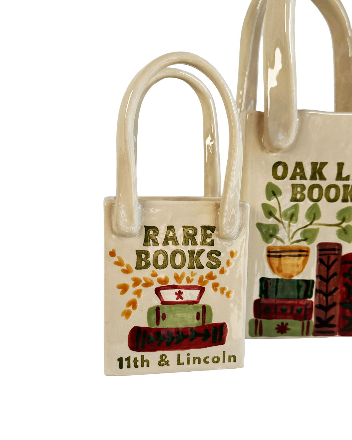 Book Shop Tote Bag Vase | Handpainted Artwork-zoom-5