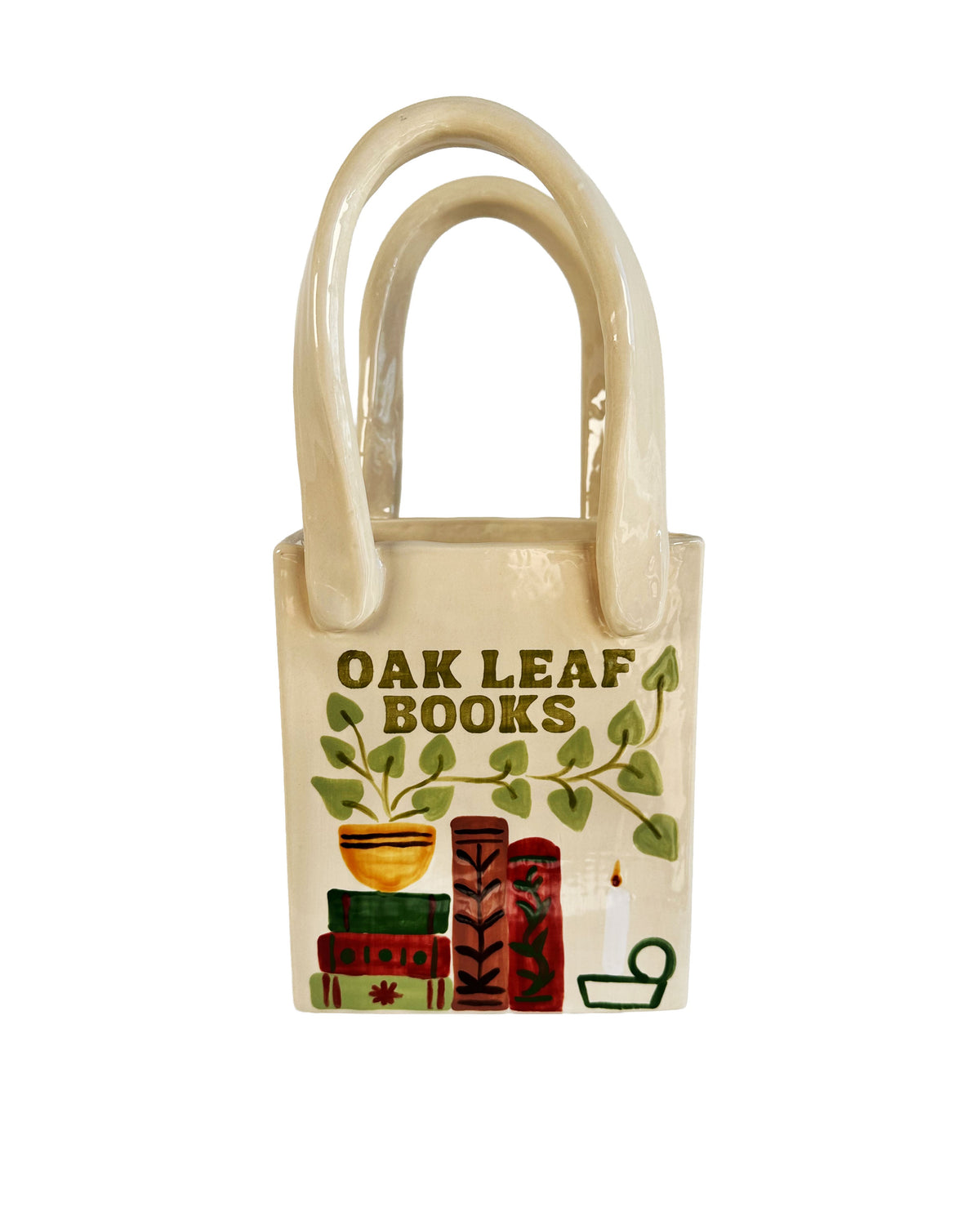Book Shop Tote Bag Vase | Handpainted Artwork-zoom-3