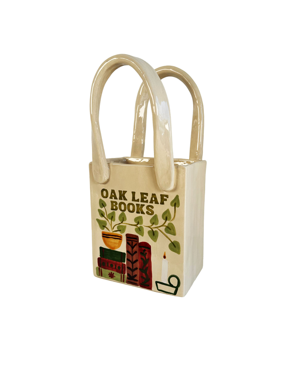 Book Shop Tote Bag Vase | Handpainted Artwork-zoom-4